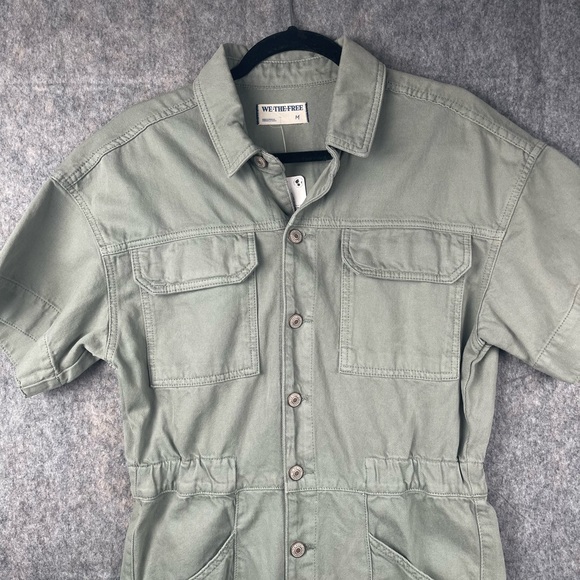 Free People We The Free People Womens Sz Medium Marci Jumpsuit‎ in Washed Army - Picture 2 of 8